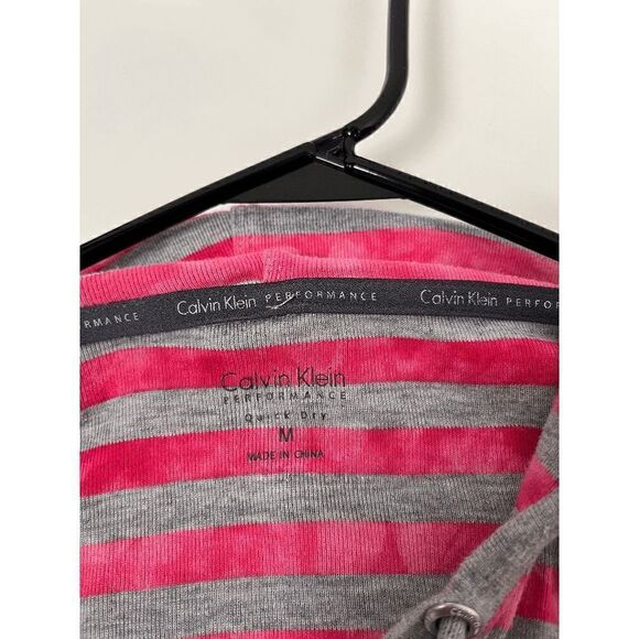 Calvin Klein Womens Performance  Quick Dry Hoodie Gray Red Stripes Medium - Picture 2 of 3